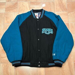 NHL Vintage San Jose Sharks Embroidered Varsity Bomber Jacket